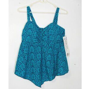 A Shore Fit Womens Blue Geo Tankini Swimwear